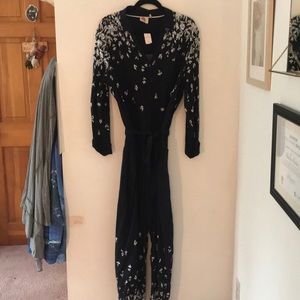 Anthropologie black and white jumpsuit